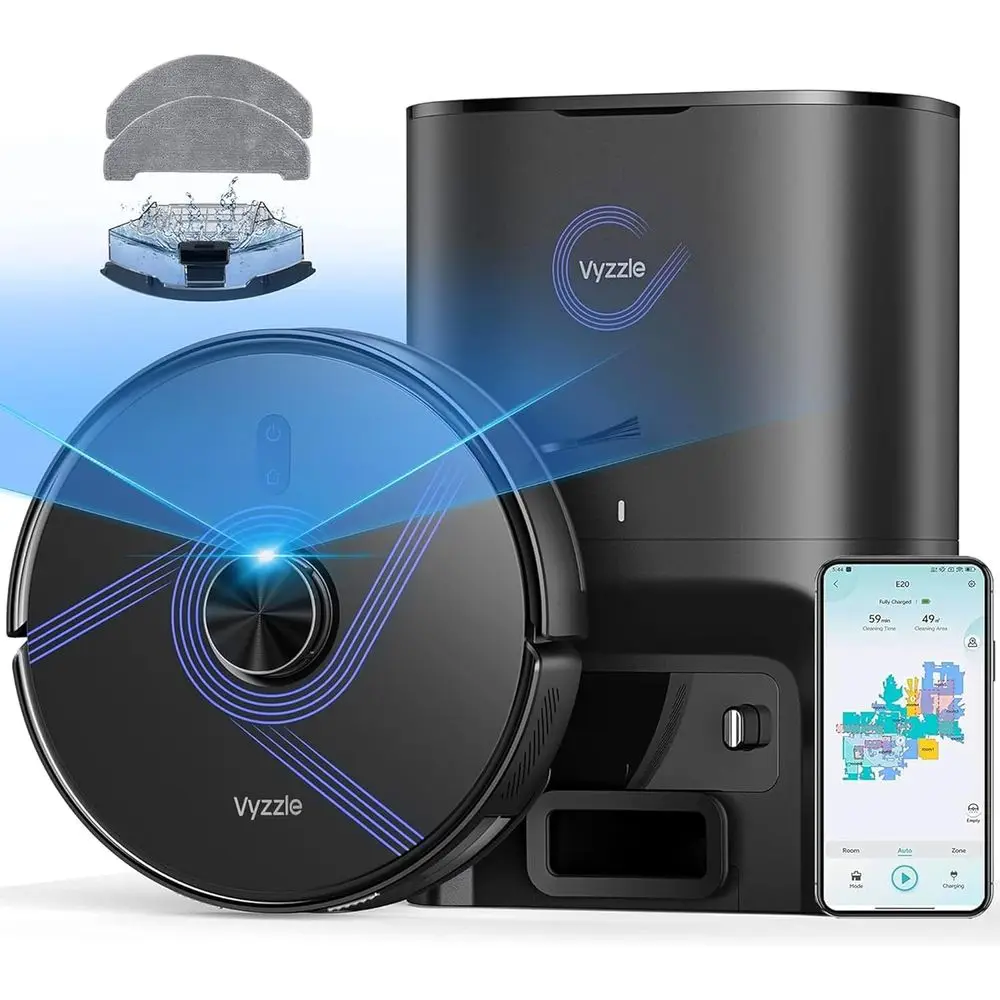 

Robot Vacuum and Mop, 4-in-1 Robotic Vacuum Cleaner with Sel-Emptying Base, 6000Pa Vacuum Robot with LiNavigation, 60 Days acity