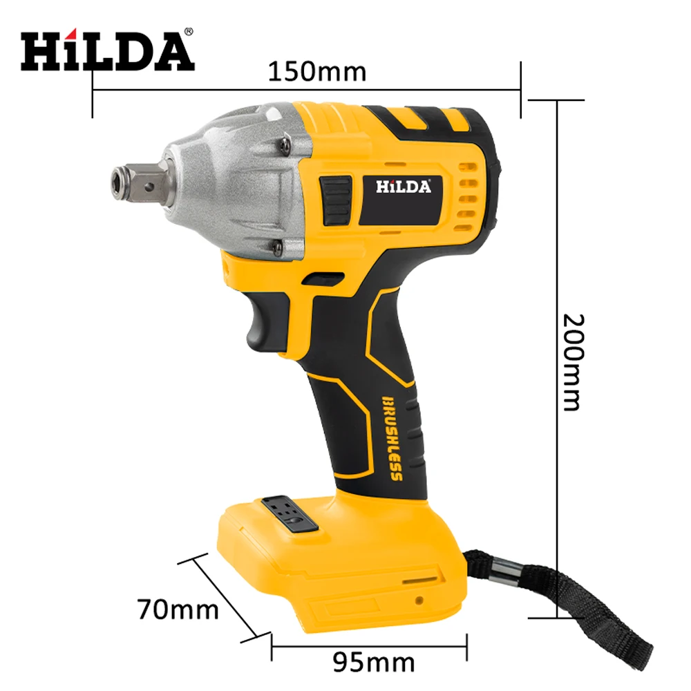 HILDA 21V Brushless Electric Impact Wrench Wireless Charging Key 1/3 Inch Makita Tool Lithium Ion Battery