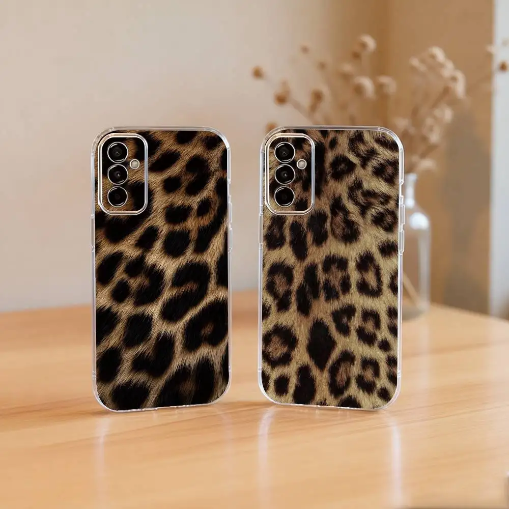 

Leopard Print Phone Case Transparent Silicone Soft For SamsungA10,12,20,21S,30,31,40,50,51,52,70,71