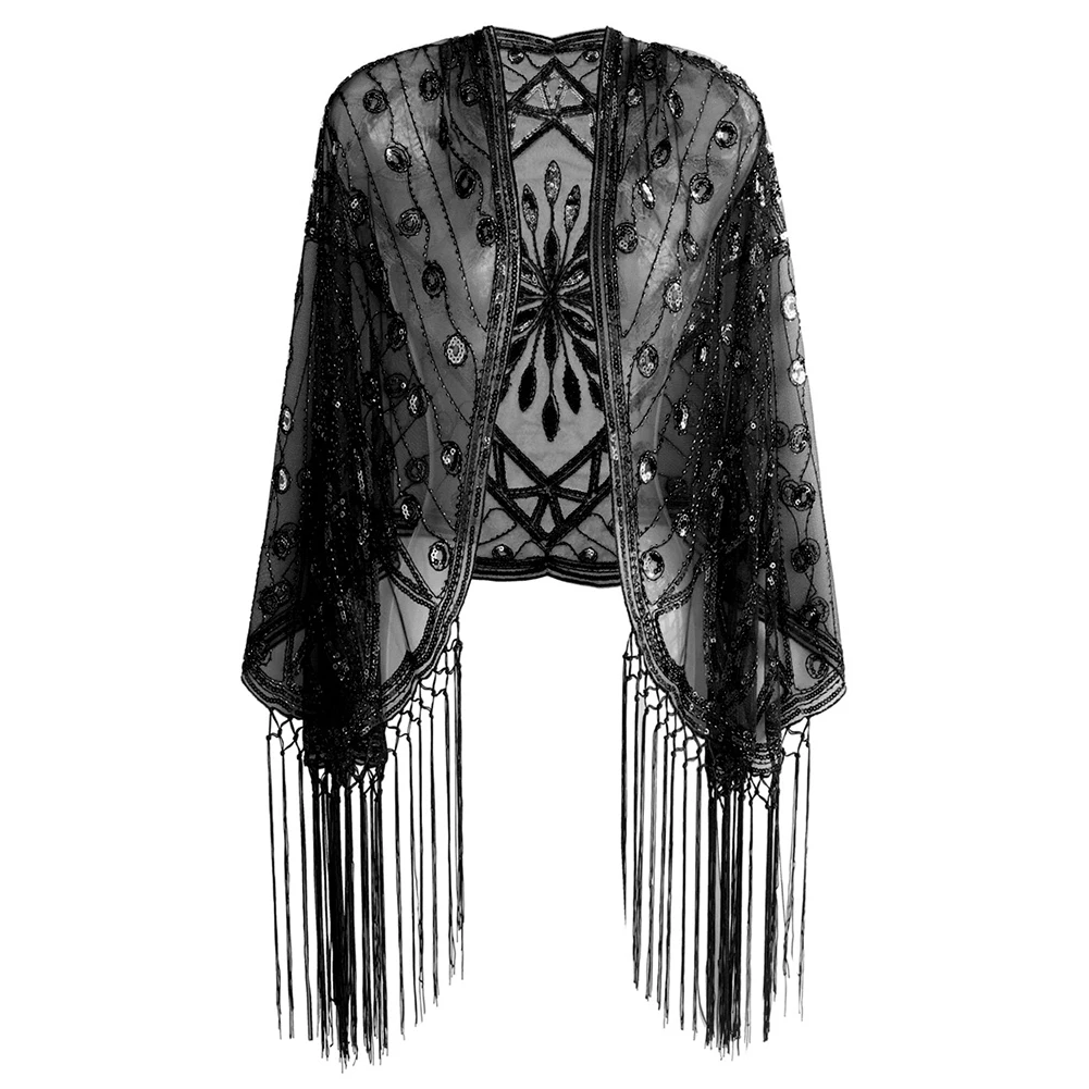 

Women Shawl Cloak with Tassels Vintage Mesh Cloak Shawl Decoration Scarf for Evening Dresses Wedding Party Shawls