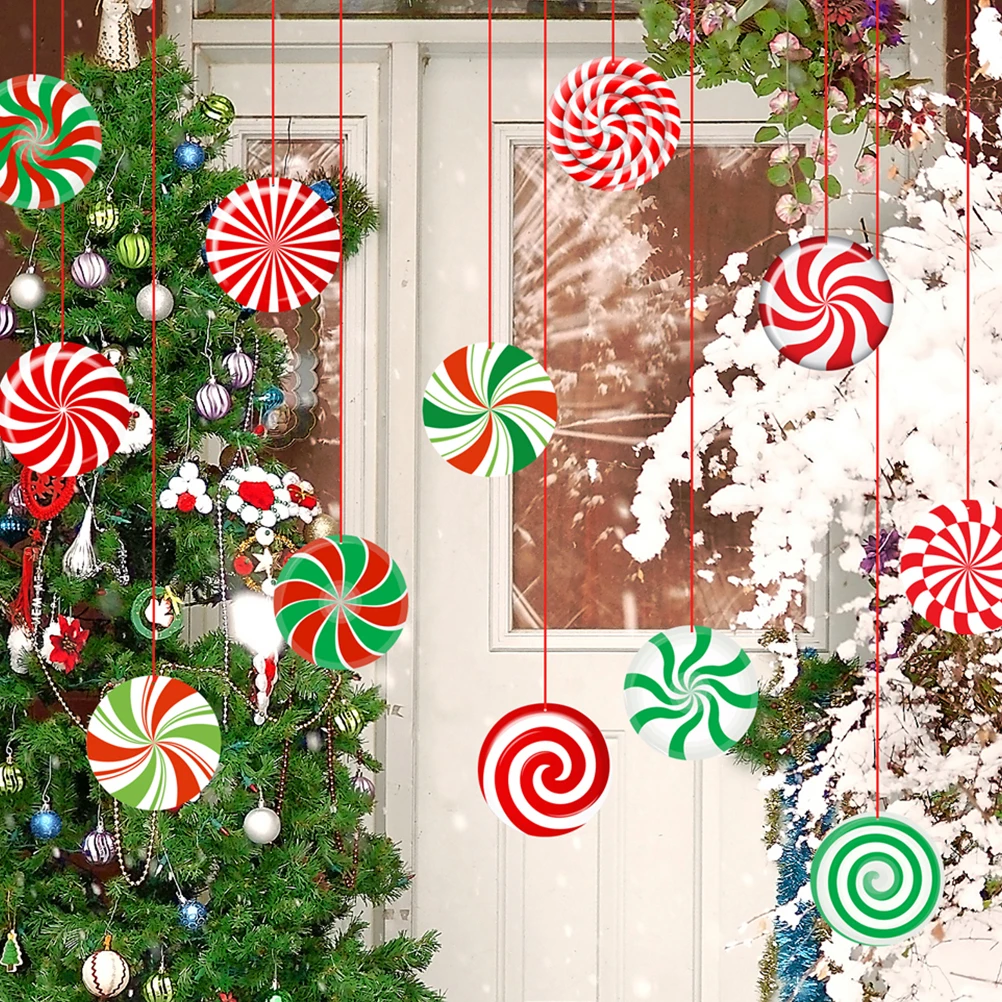 

Christmas Candies Decor 24 Sheets Lollipop Ornaments Xmas Tree Hanging Holiday Decoration Christmas Tree Hanging Ornament