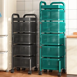 Rotating storage rack for kitchen, dedicated to floor to ceiling, multi-layer vegetable basket for vegetables, mobile