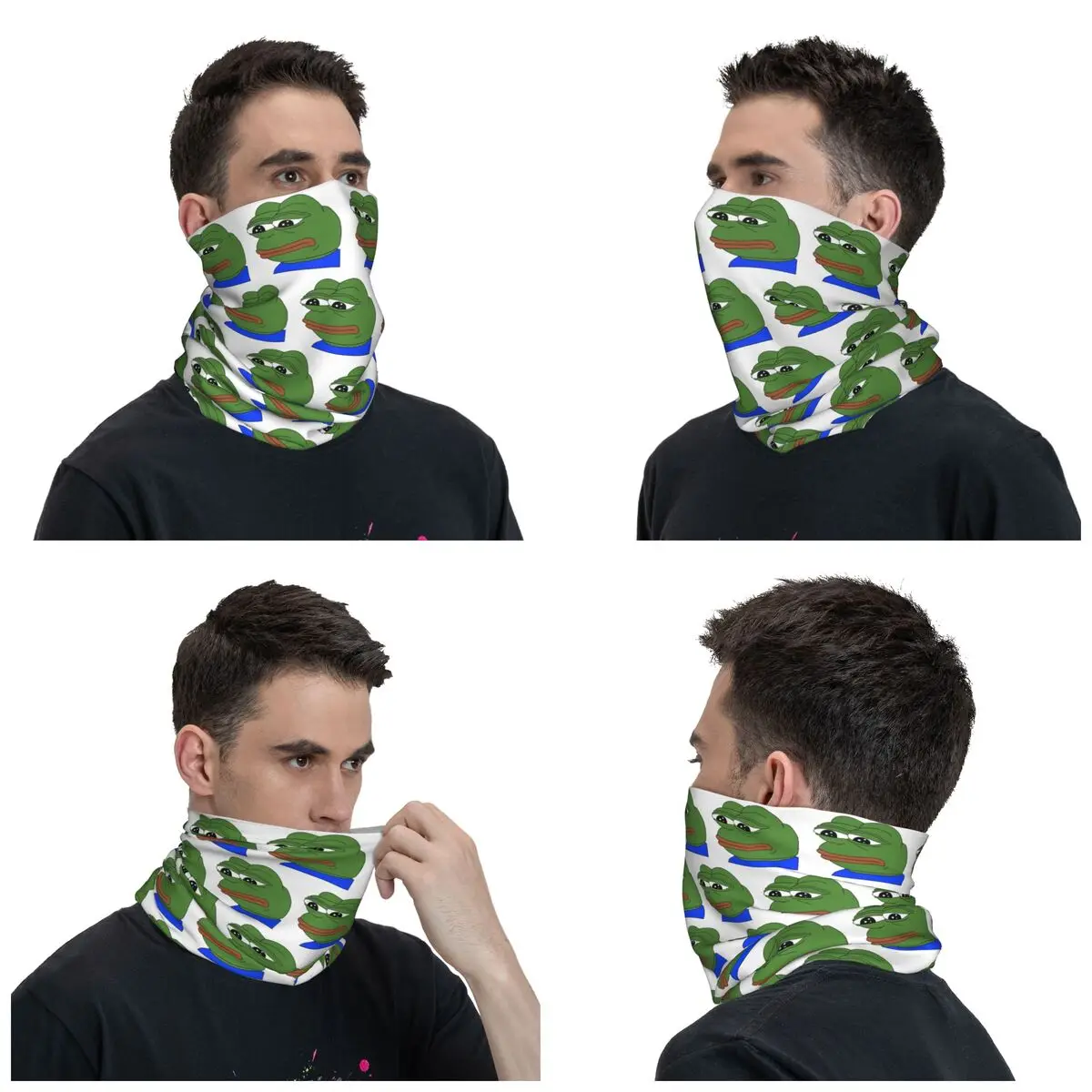 Pepe Sad Frog Meme Bandana Neck Warmer Men Women Winter Ski Tube Scarf Gaiter Face Cover