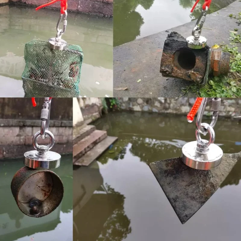 釣り用マグネット、牽引力900ポンド以上 強力なネオジム磁石 高耐久、アイボルト付きレアアース磁石、直径3.54インチ