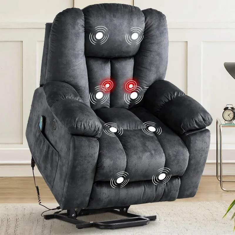 CANMOV Large Power Lift Recliner Chair with Massage, Heat, and USB for Elderly, Overstuffed Wide Recliners