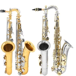 New Musical Instruments Tenor Saxophone Bb Tone Nickel Plated Tube Silver Gold Key Sax With Case  Reeds Bracket Gloves