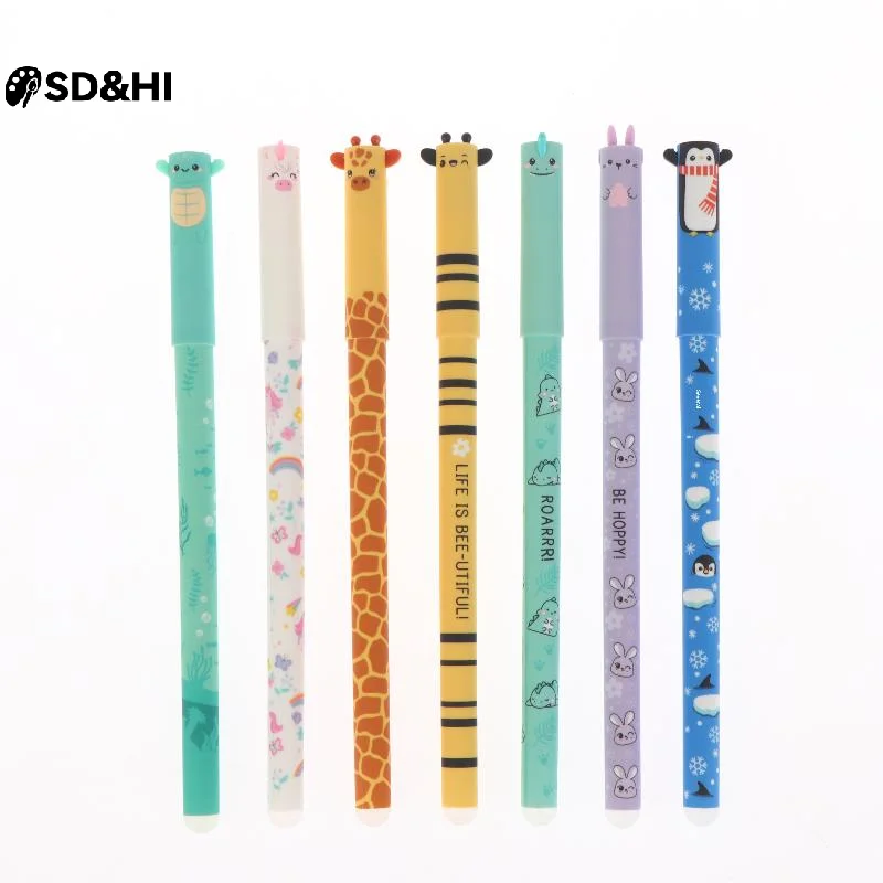 

Набор из 7 гелевых ручек с ластиком, 0,5 мм, с цветными стержнями, в виде животных (пчела, кролик, жираф), для письма, школьные принадлежности