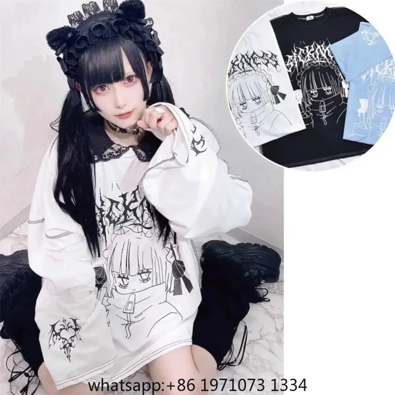 Streetwear T Shirts Women Clothing Print Long Sleeve Tees Casual Fashion Japanese Camisetas Cartoon Y2k Tops Oversized T-shirts