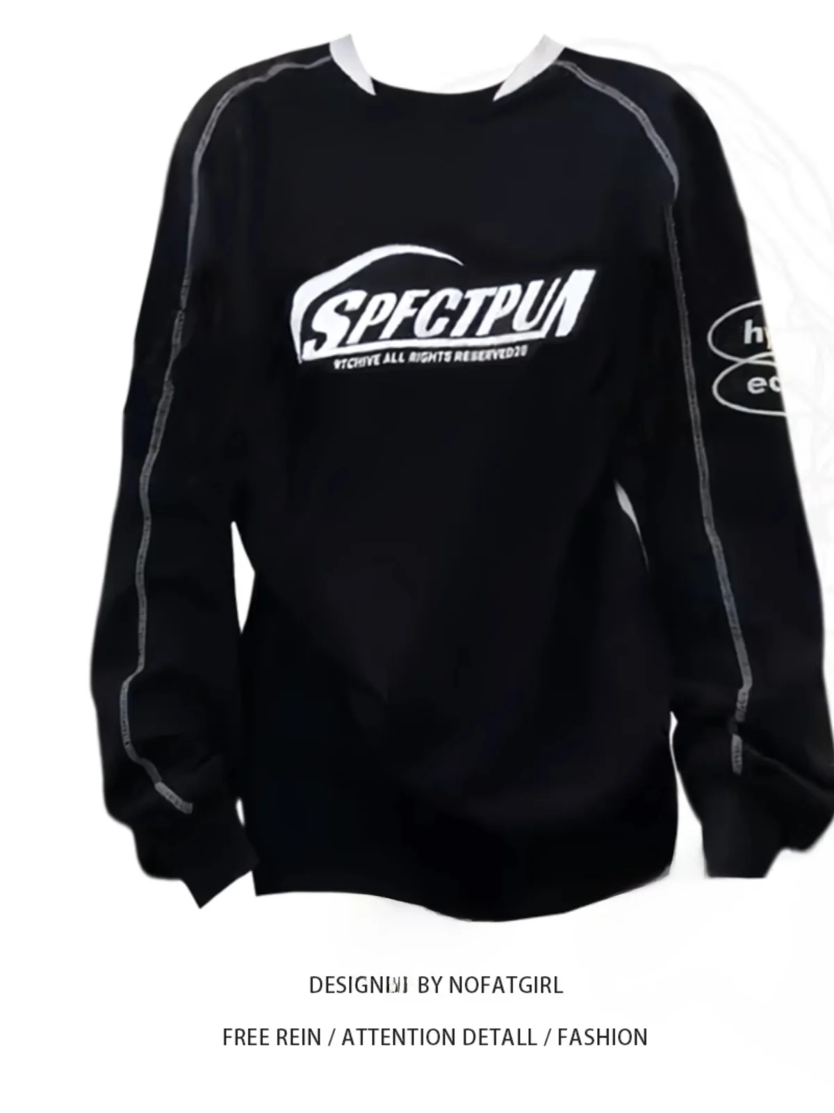 

plus Size American Retro Sport Sweatshirt Women's Loose Slimming Design Lettering Top for Autumn New Style plus Size MM