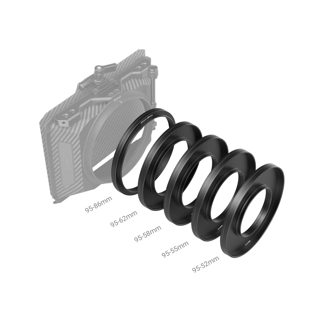 SmallRig Lens Adapter Ring Kit for Matte Box 3196,with Filter Thread for CPL Filter ND Filter, 52mm/ 55mm/ 58mm/ 62mm/ 86-95mm