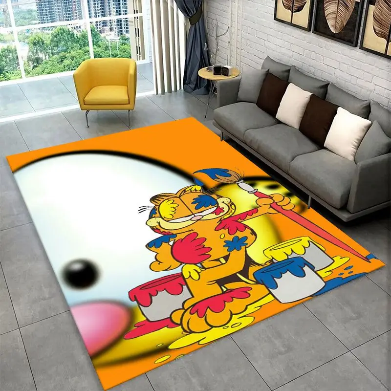 Cartoon Funny G-Garfield Cat Carpet Rug for Playroom Bedroom Living Room Sofa Home Decor,Game Area Rug Non-slip Floor Mat Fest