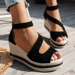 Fashion Platform Wedge Sandals Women Summer 2024 Peep Toe Chunky Gladiator Shoes Woman Plus Size 43 Thick Sole Sandalias Mujer