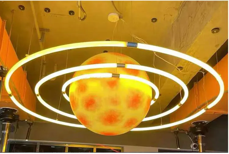 Tubo LED personalizado DIY, acrílico, rectangular, ovalado, forma Irregular, iluminación de 360 grados, candelabro RGB para iluminación de salón de centro comercial