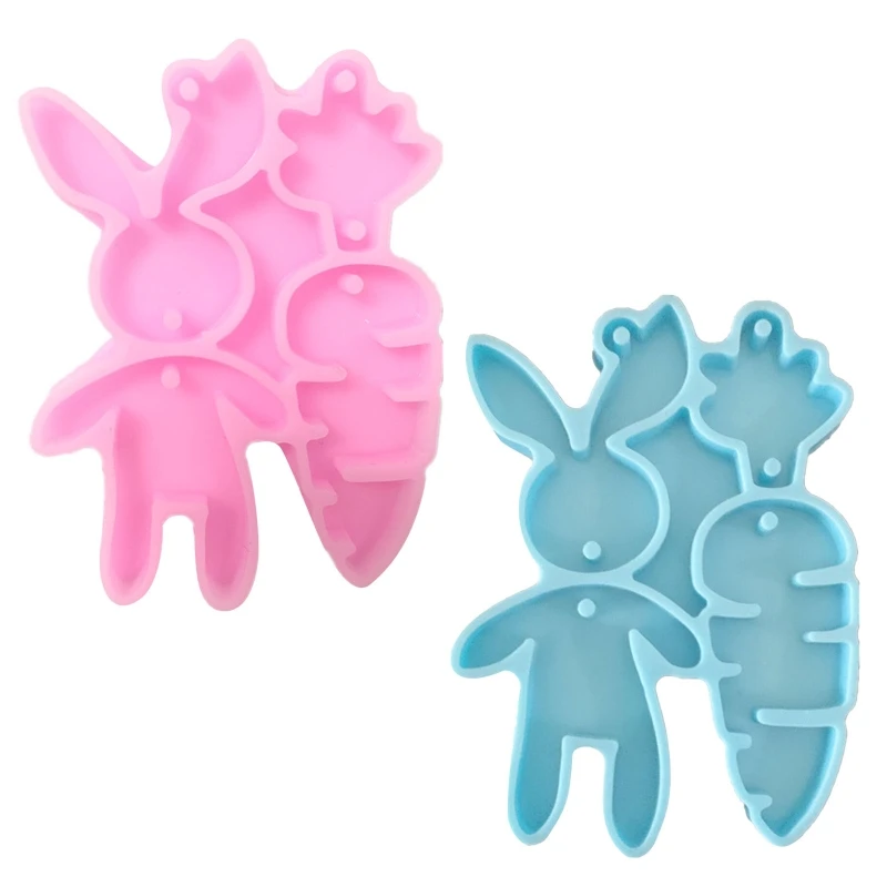 Easter Bunny Radishes Keychain UV Epoxy Resin Mold Handmade Easter Rabbit Carrot Silicone Mould DIY Crafts Jewelry Decorations