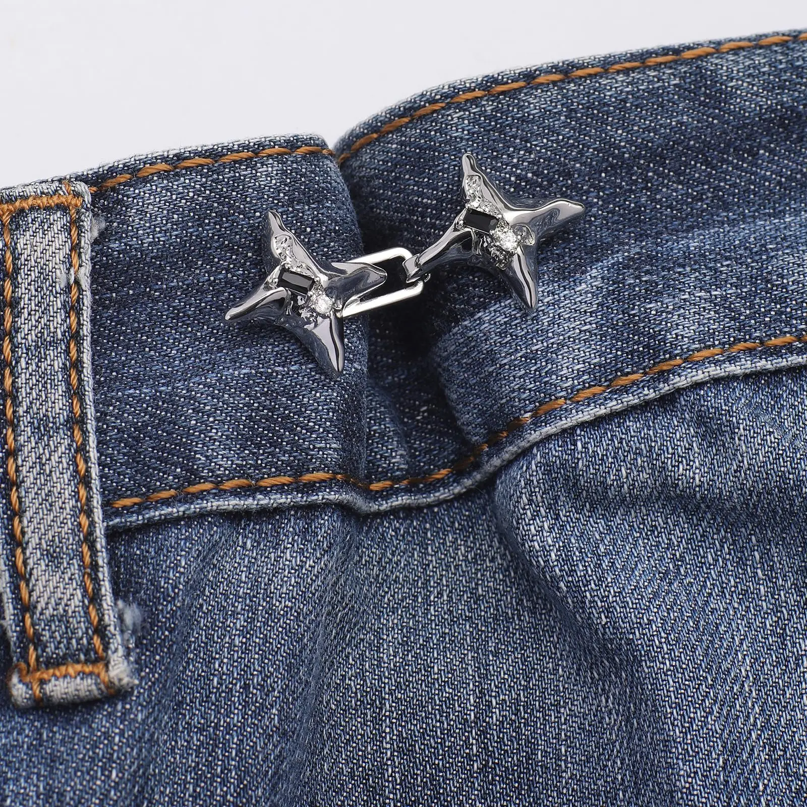 2 Set Pant Waist Tightener,Night Sky Stars Waist Clip No Sew Jean Buttons for Loose Jeans Skirts Dresses for Women