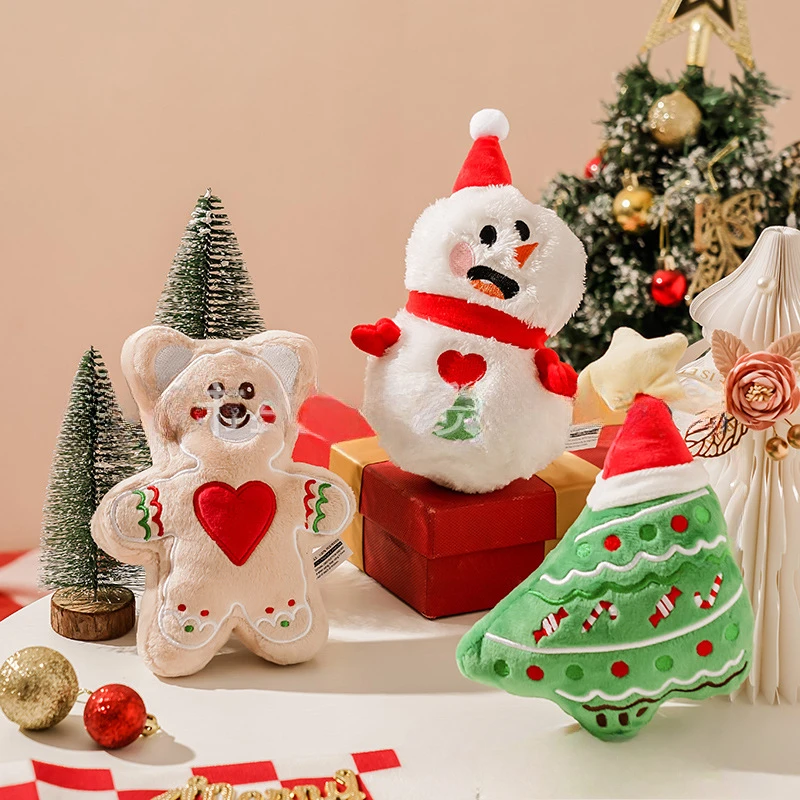 

Elk Pet Christmas Sound Toy Thorn Bear Snowman Christmas Tree Toy Puppy Dog Stuff Products Plush Toys for Small Dogs Accessories