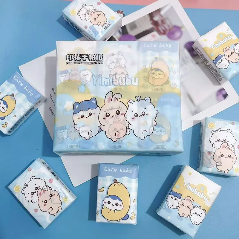 MINISO Chiikawa 12 التعبئة والتغليف لطيف Kawaii Usagi Momonga الأنسجة المطبوعة طالب المحمولة منشفة منديل هدايا أطفال المدارس #1