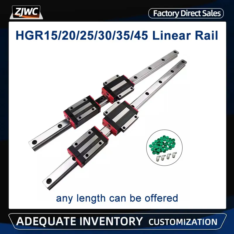 

2pcs P Class HGR15 HGR20 Square Linear Guide Rail+4pc HGH15CA HGH20CA HGW15CC HGW20CC Flange Slide Block Carriage for CNC Router