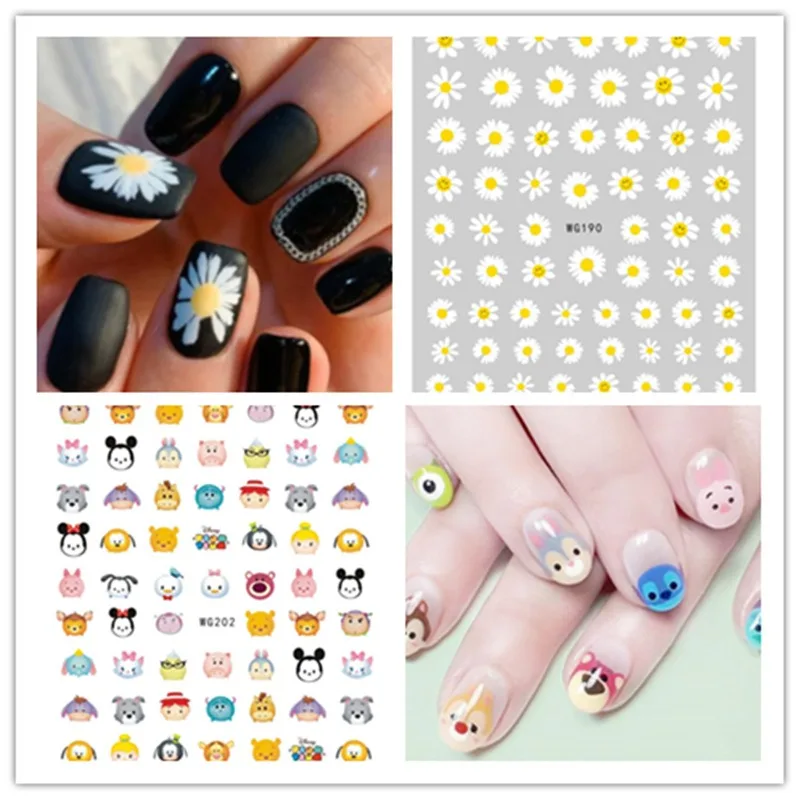 New Spring Fresh Flowers Butterfly 3D Nail Stickers Colorful Laser Butterflies Geometric Pattern Decoration 1PCS