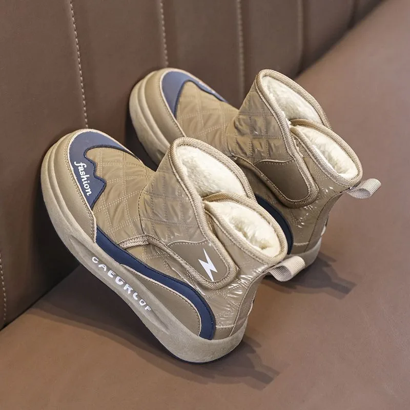 

Kids Winter Snow Boots for Boys Warm Fleece Lined Thick Cotton Shoes Anti Slip Sole Medium Big Kid Size Trendy Cold Weather Boot