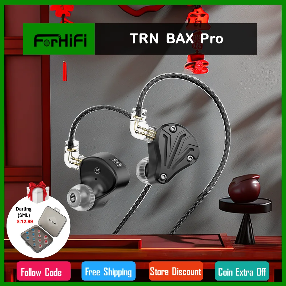 

Металлические наушники-вкладыши TRN BAX Pro 2BA 1DD 2EST