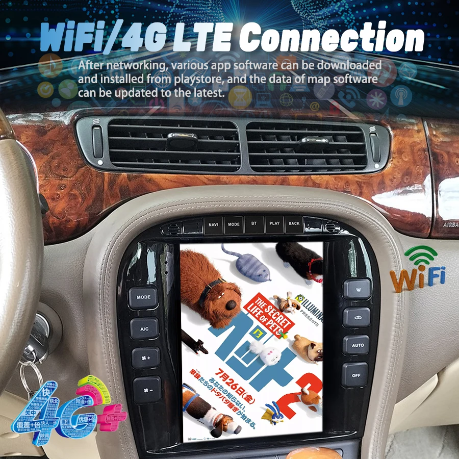 Android Head Unit For Jaguar S-type 2004 Backup Camera Support WIFI Built‑in GPS Navigation 4G Carplay Android auto Touch Screen