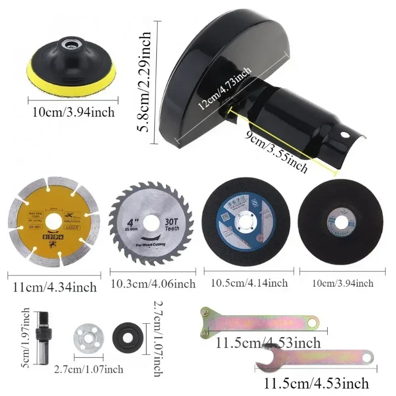 

17 Piece Set of Electric Drill Conversion Angle Grinder Parts with Base Conversion Rod for Cutting Disc Polishing Wheels