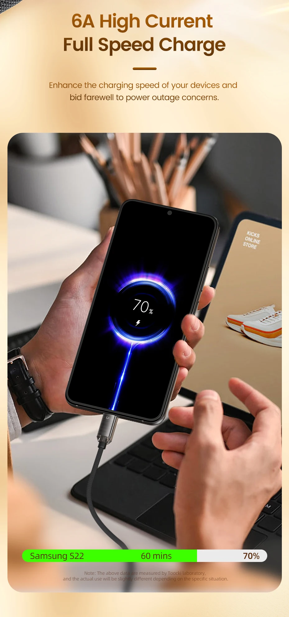 Toocki 100W USB A to USB Type C Cable for Huawei Honor Samsung Xiaomi Redmi iPhone 17 16 6A USB to Type C Charger Cord Data Wire