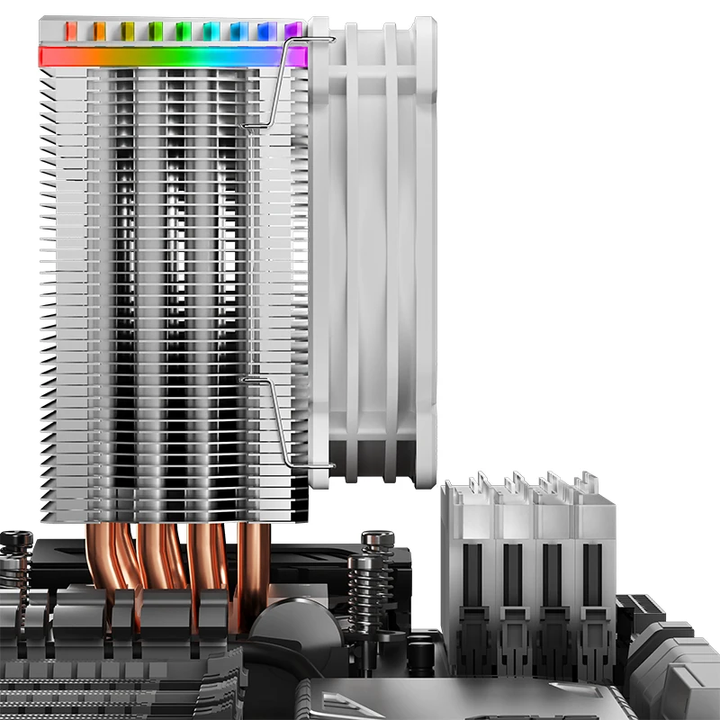 JONSBO-Mini CPU Cooler, Radiador branco da torre de resfriamento do ar, ventilador RGB, H126mm, CR-1400 ARGB, 92mm