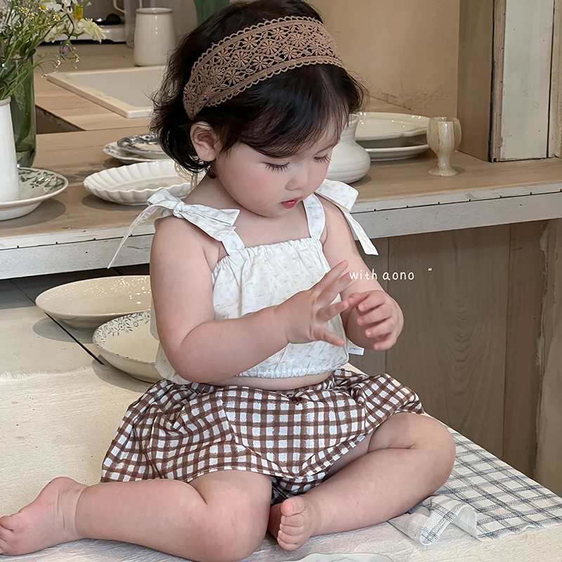 

SeasonSea Baby Plaid Set Pure Cotton for 0-2Y Babies Comfortable Kids Breathable Loungewear Spring Summer Suit Plaid Toddler Set