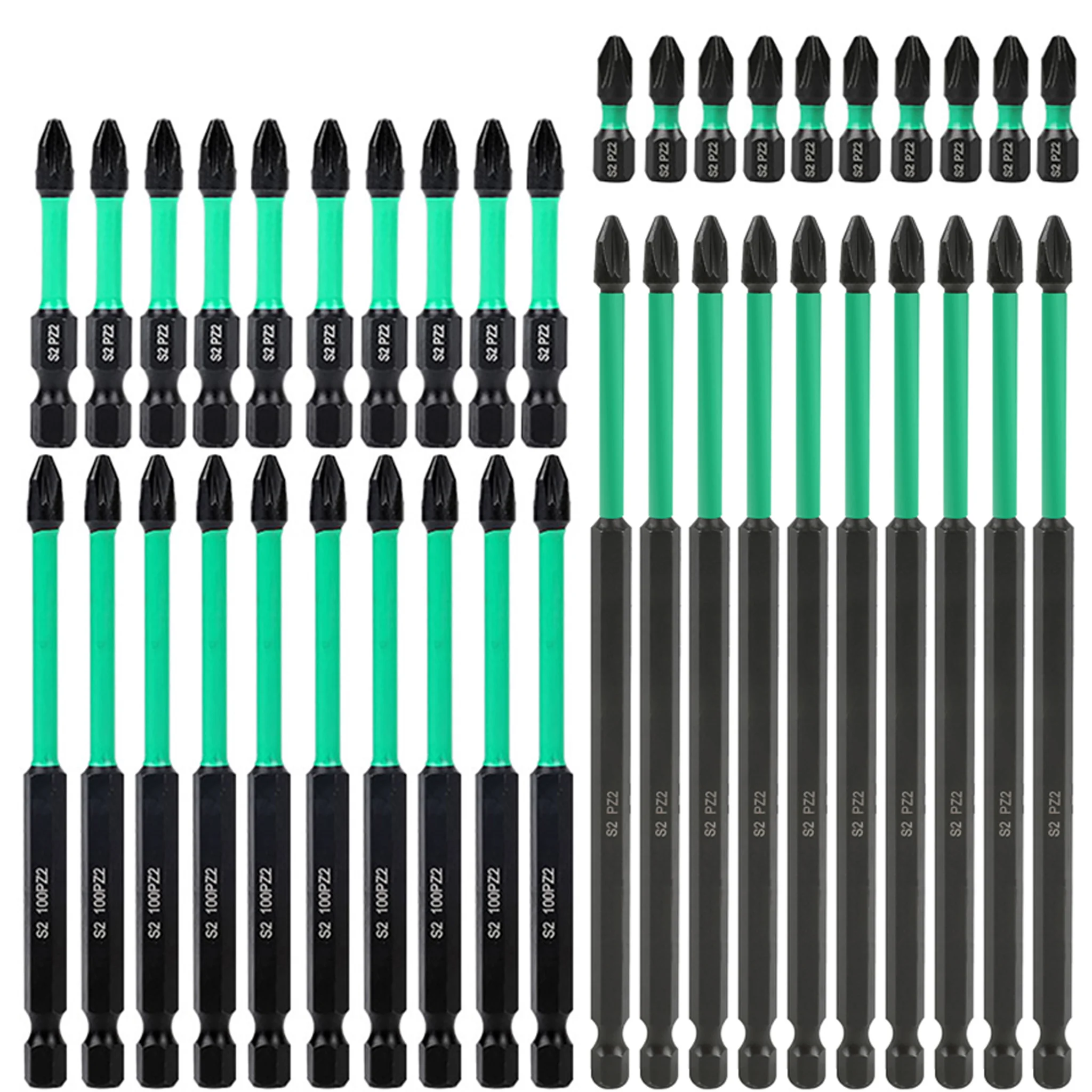2Pc PZ2 Magnetic Impact Screwdriver Bits Set S2 Alloy Steel 1/4