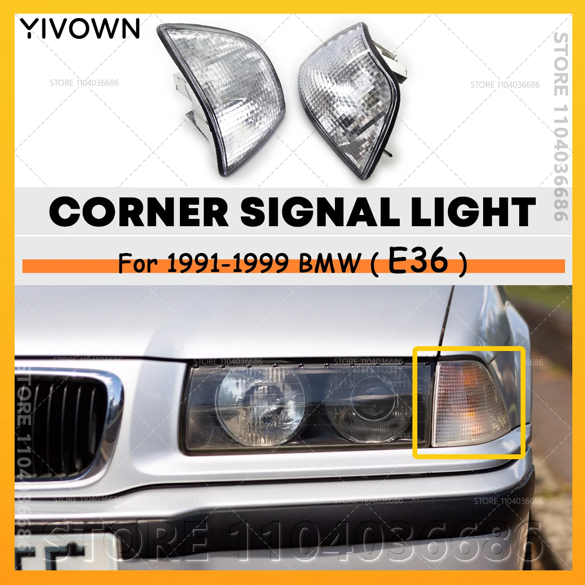 For 1991-1999 E36 BMW 318i 318ti 320i 325i 328i M3 4DOOR Car Corner Turn Signal Light White Yellow Gray 63138353279 63138353280