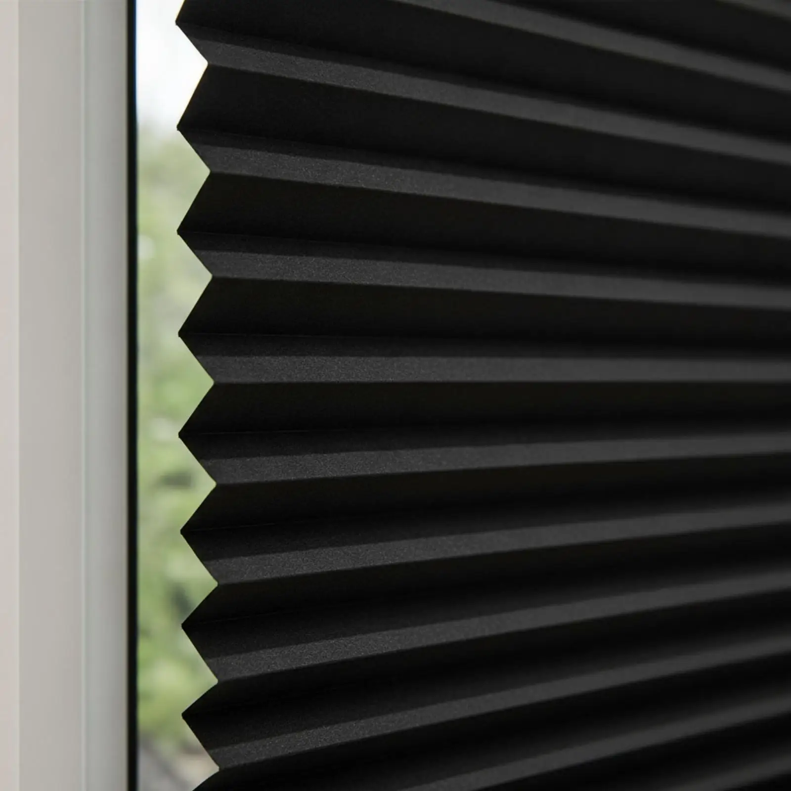 Pleated Blackout Shade Cut-to-Size No-Tools-Required Room Darkening Blackout Window Shade for Renters, Students, Bedroom,