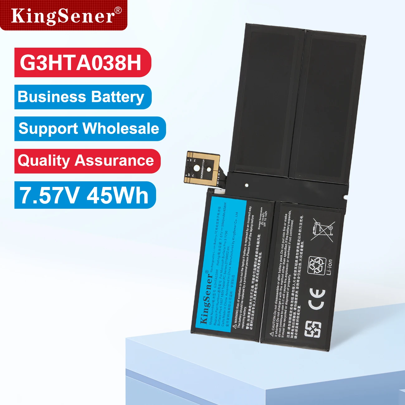 KingSener DYNM02 G3HTA038H Laptop Battery For Microsoft Surface Pro 5 1796,Pro 6 1807 1809 12.3'' Series Tablet 7.57V 5940mAh