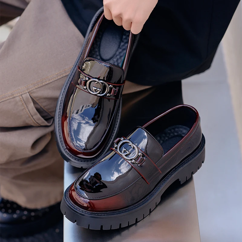 

Men Loafers PU Thick Soled Trendy Business Banquet Casual Men Shoes Sizes 39-46