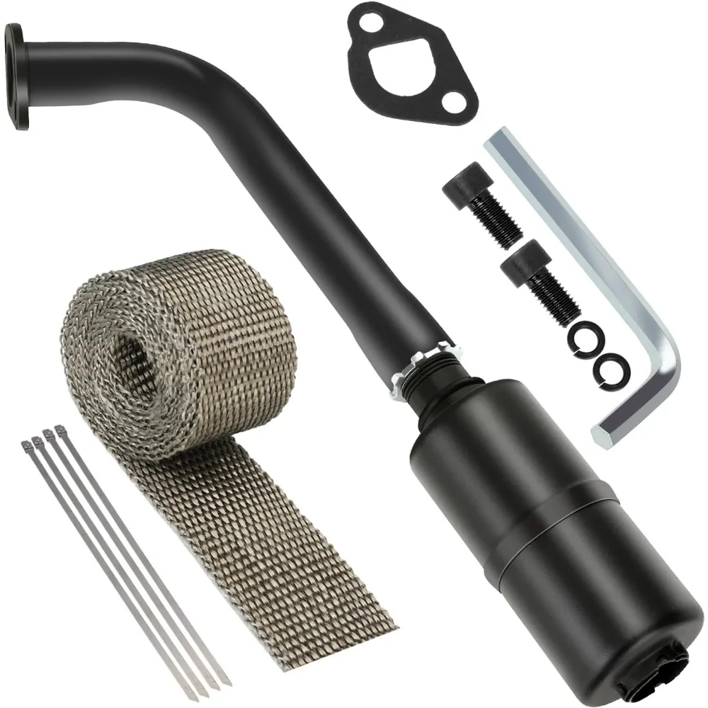 

Exhaust Header Pipe Muffler Replacement for 196cc 224cc 6.5HP Mini Bike Go Kart with Heat Shield Tape