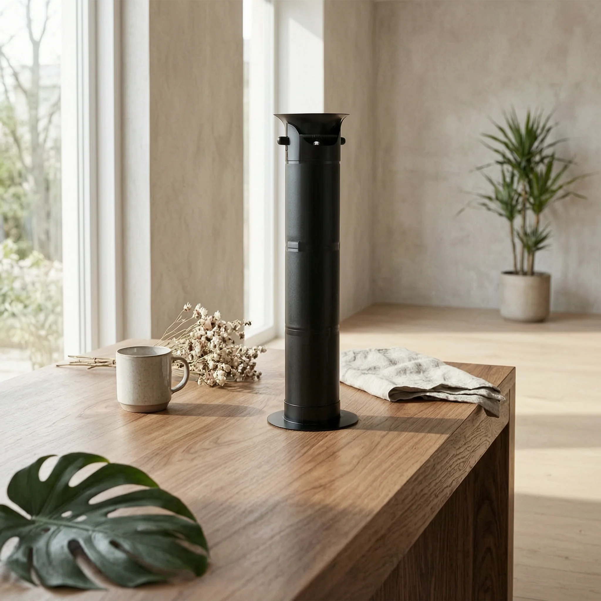 Coffee Knock Box Flared Top Espresso Knock Box Coffee Puck Bin Matte Finish Kitchen Storage Round Base for Home Cafe
