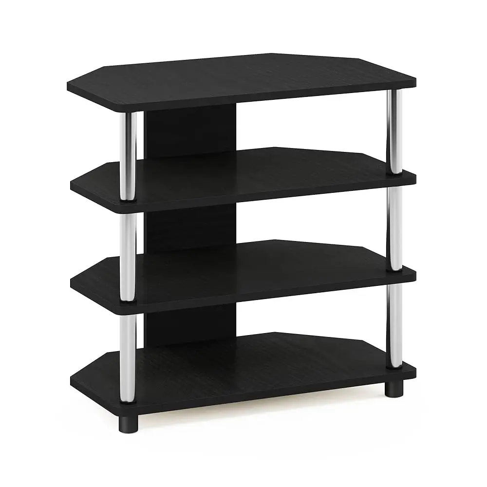 

Turn-N-Tube Easy Assembly 4-Tier Petite Entertainment Center / Tv Stand / Tv Unit / Tv Desk, Stainl Steel, Americano/Chrome
