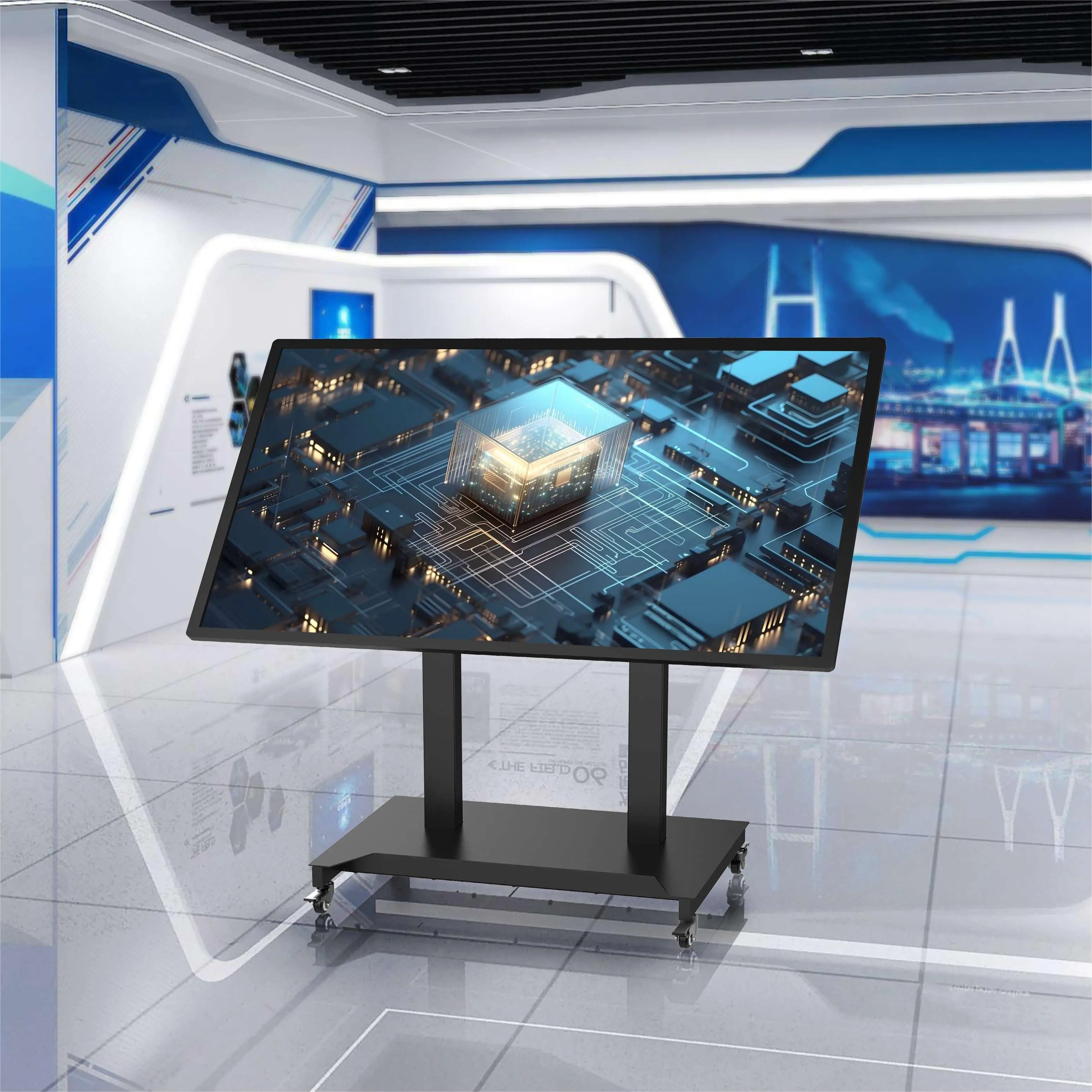 Mecanismo de elevação de TV com tela de 52-84 polegadas Tela motorizada Ângulo móvel universal Inclinação 90 °   Carrinho de TV com altura ajustável