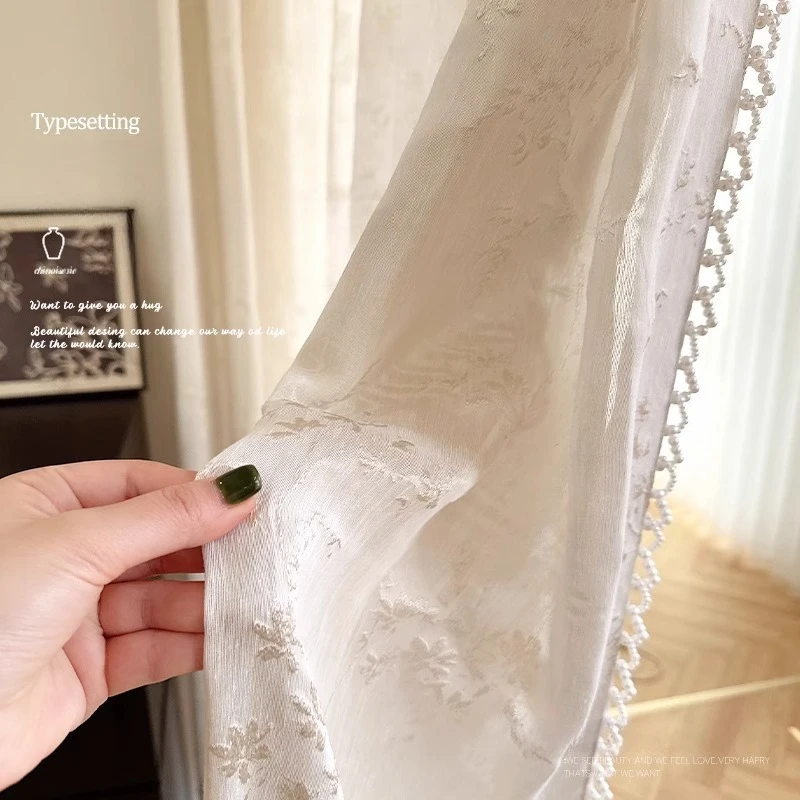 

Melbourne Embroidery French Romantic Cream Retro High-end High-end Blackout Light Luxury Lace Gauze Curtain