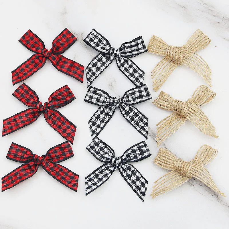 

(60 pieces/pack) Christmas tree decoration mesh coarse hemp bow gift decoration DIY clothing hair accessories materials