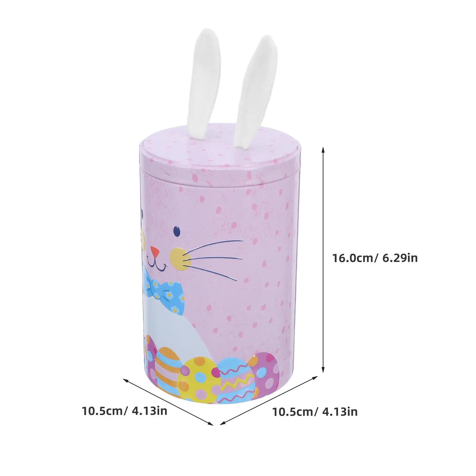 Easter Bunny Metal Candy Box Pink Round Storage Tin Cute Animal Cookie Jar for Kitchen Kids Room Snacks Sealed Candy Box view 4
