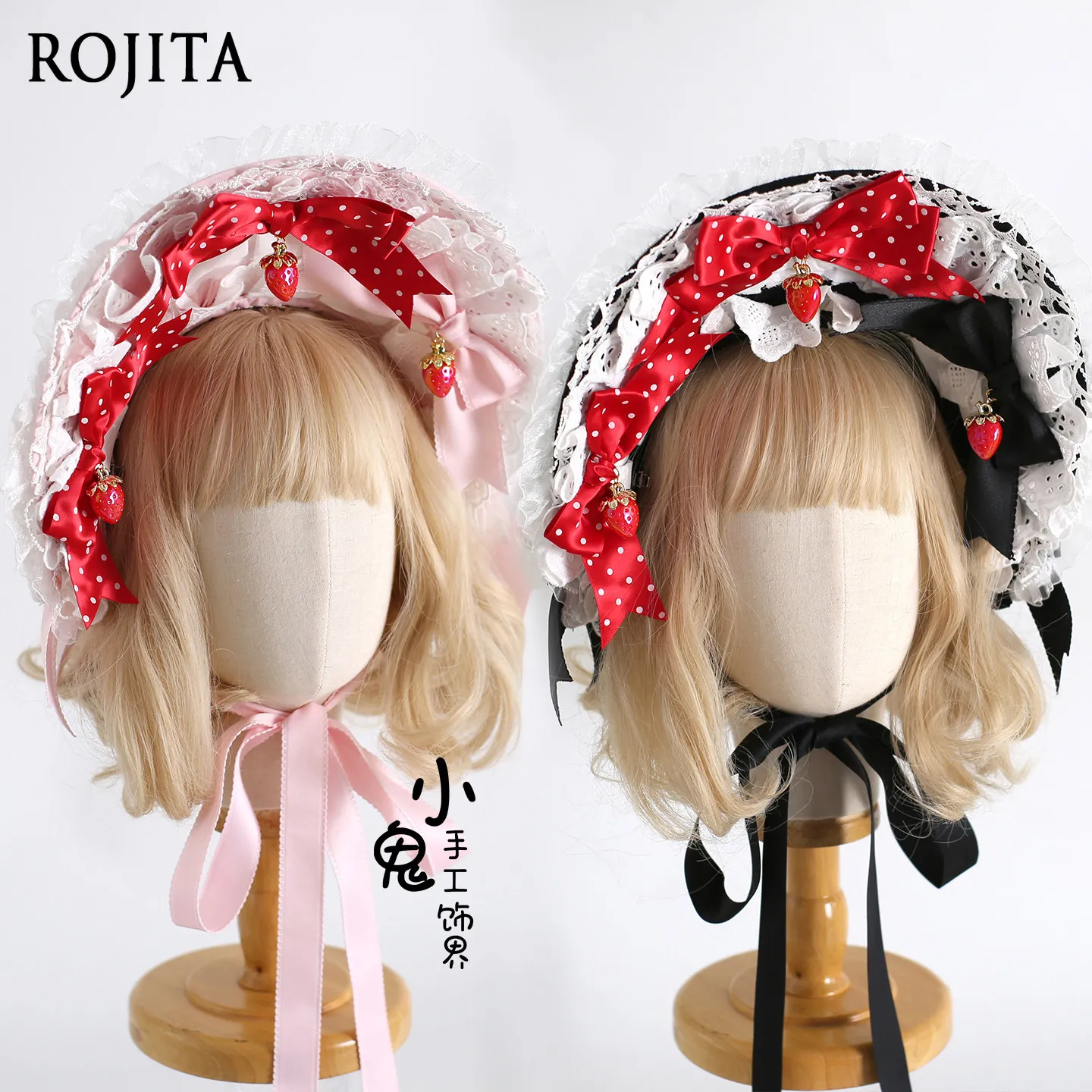 

Original Dotted Strawberry Lolita Headwear Polka Dot Sweet Strawberry Cake Hair Accessories Small Items Lolita Headpiece