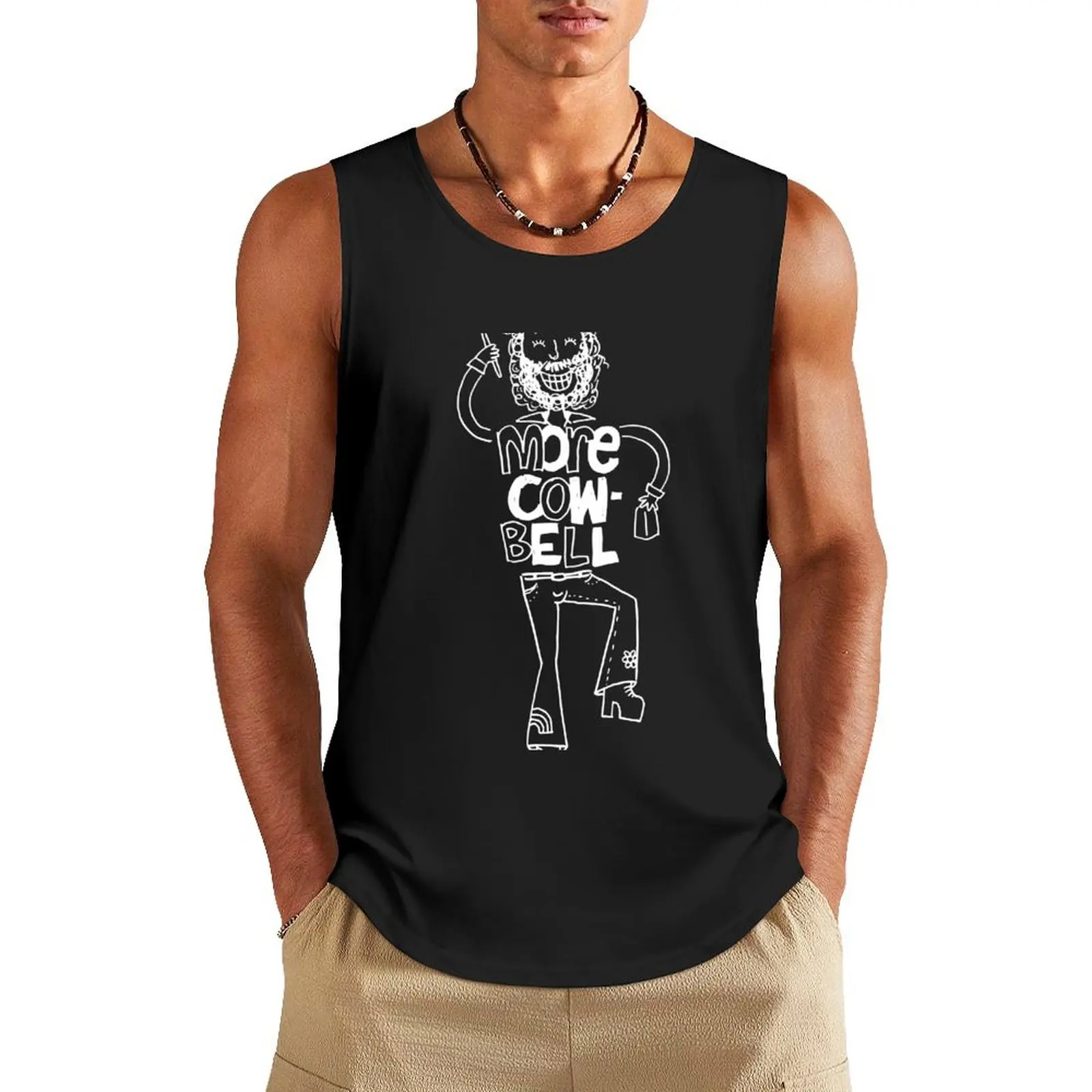 More cowbell 2 - white image Tank Top gym clothes men summer clothes for men Man sleeveless shirt