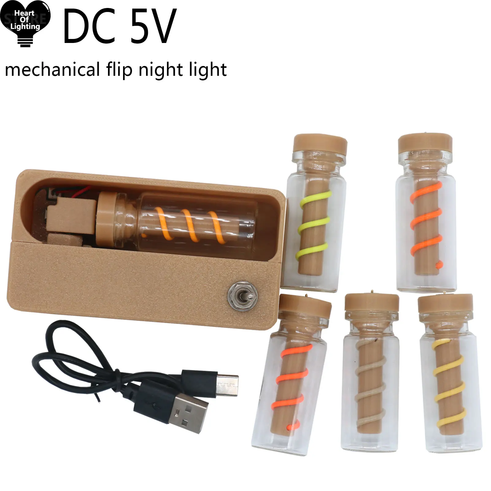Picture 3: Mechanical flip night light DC5V, small and portable, equipped with Type-C charging cable, suitable for DIY atmosphere light