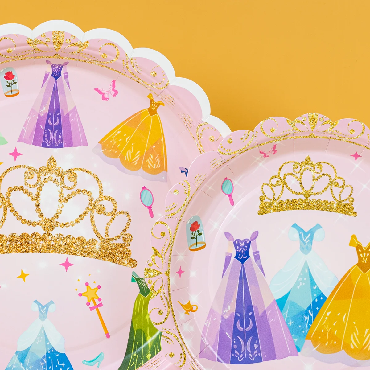 10/25/50Pcs Princess Dress Print Scalloped Paper Plates Disposable Tableware for Themed Party Supplies image 4