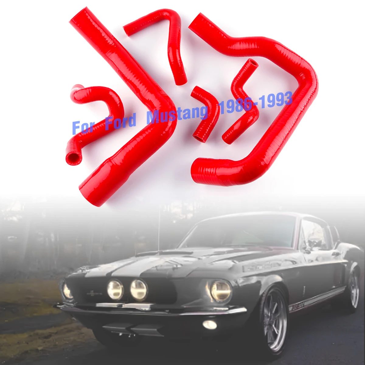 

FOR FORD MUSTANG GT LX Cobra 5.0L 1986 1987 1988 1989 1990 1991 1992 1993 High Quality Silicone Radiator Coolant Hoses Tubes Kit