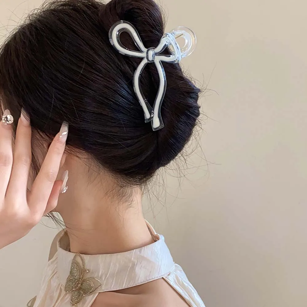 أنيقة كبيرة Bowknot مشبك شعر الجوف انتزاع كليب القوس مخلب كليب تصفيف الشعر أداة ذيل حصان حامل القوس القرش كليب يوميا