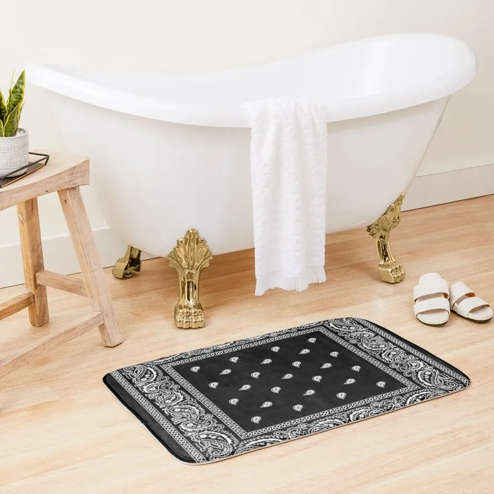 

Bandana Black Bath Mat Carpet Anti Slip Quick-Drying Bathroom Mat