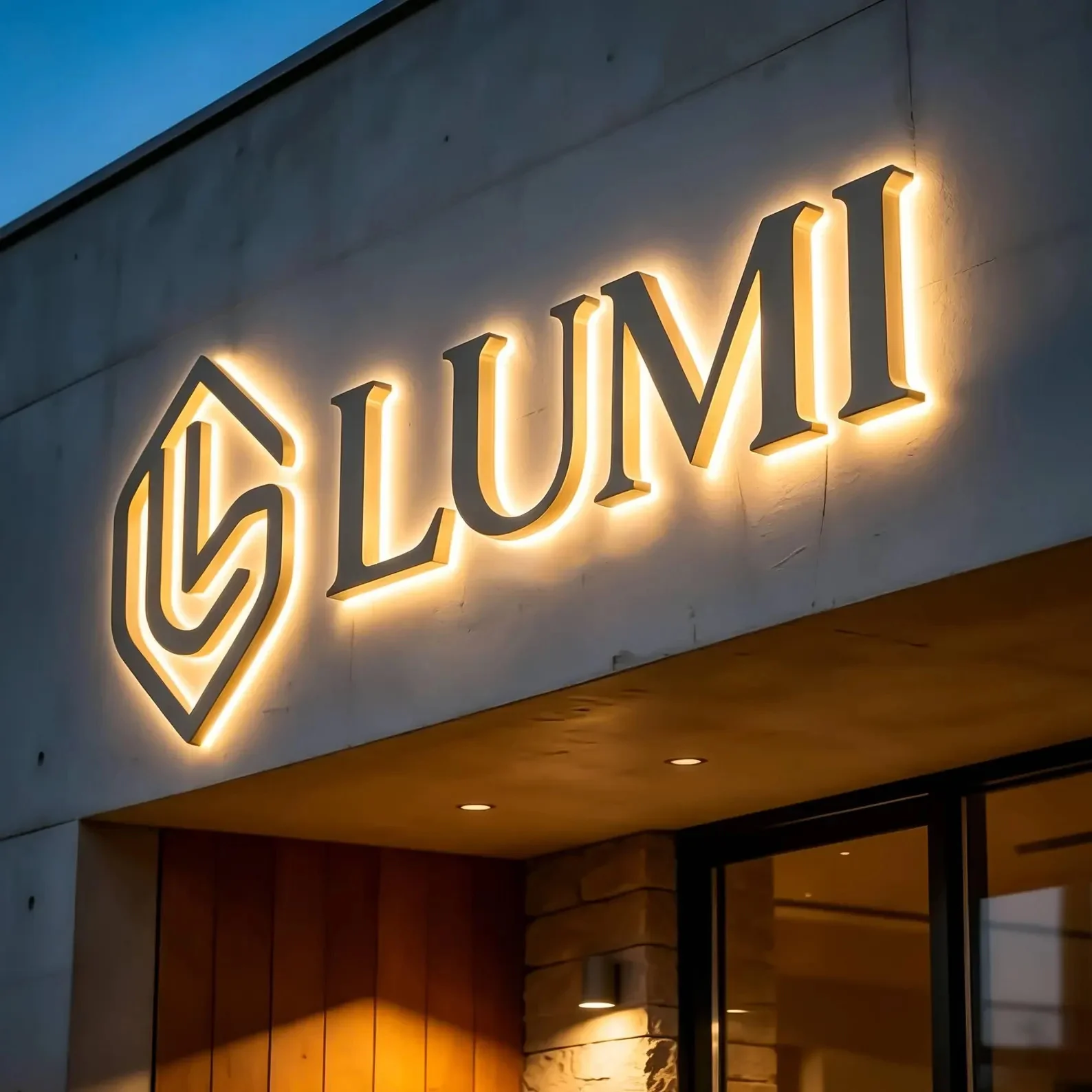Custom Metal Backlit Business Sign | LED Wall Logo for Office, Store, Lobby, Salon, Spa, Reception| Personalized 3D Company Sign